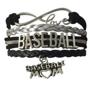 Baseball Mom Bracelet - Black & Silver